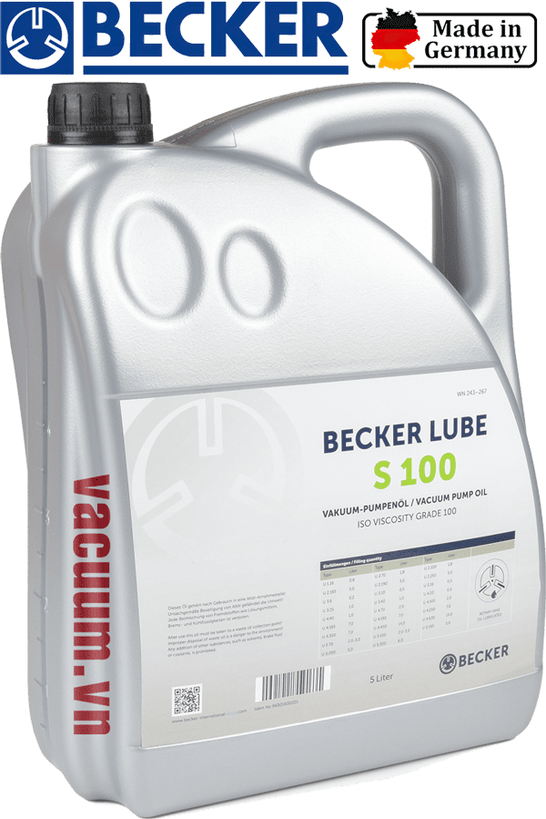 Dầu chân không Becker GB-LUBE S100, dầu bơm chân không Becker GB-LUBE S100, dầu bơm hút chân không Becker GB-LUBE S100, Becker vacuum oil GB-LUBE S100